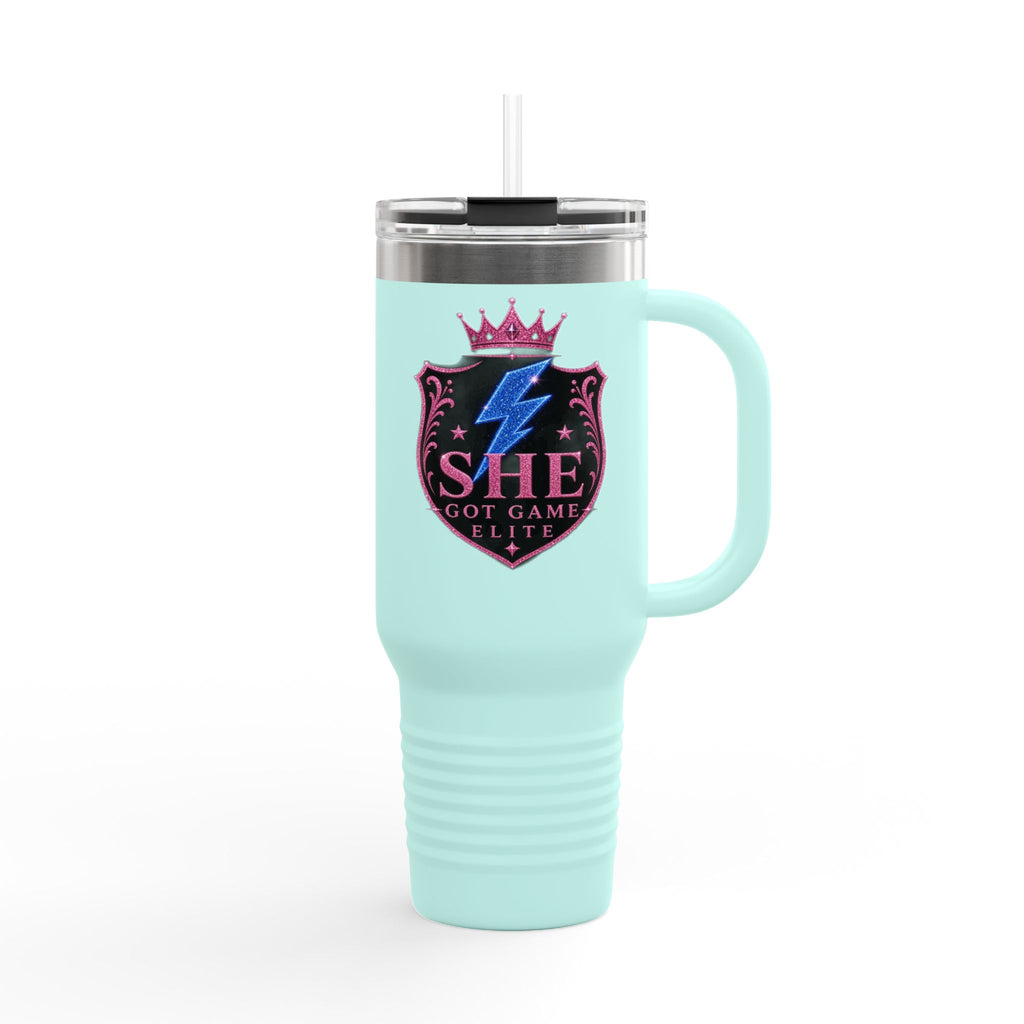 40oz Insulated Travel Mug — “She Got Game” Lightning Crest
