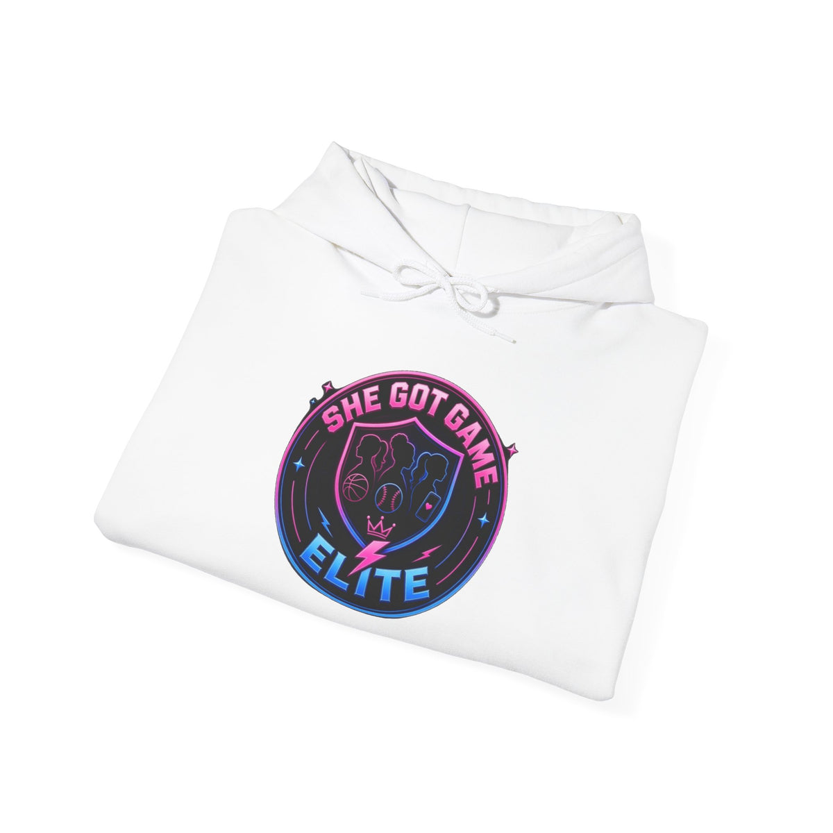 She Got Game Elite Hoodie — Retro Neon Gaming Logo Pullover