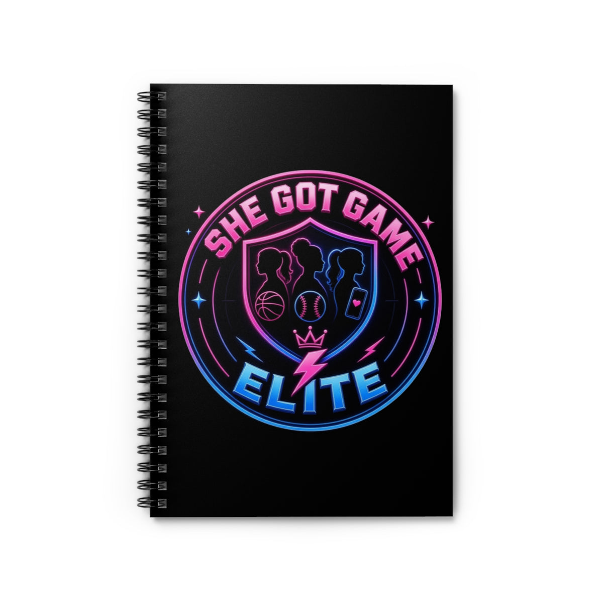 She Got Game Elite Notebook — Spiral Ruled Sports Journal for Girls