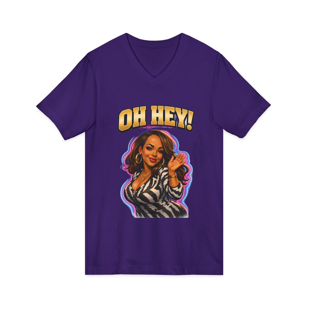 V-Neck Tee — "Oh Hey!" Retro Glam Auntie Graphic