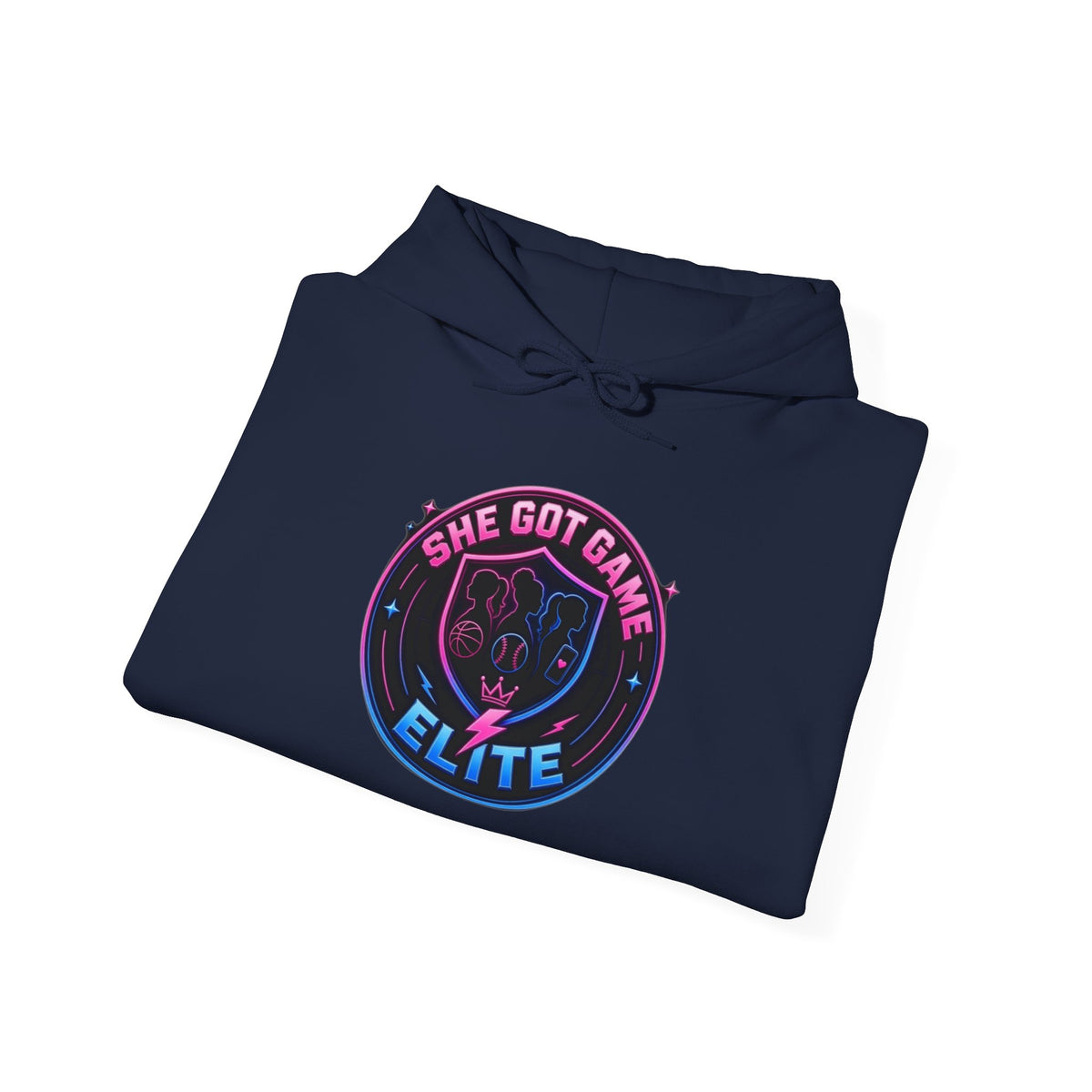 She Got Game Elite Hoodie — Retro Neon Gaming Logo Pullover