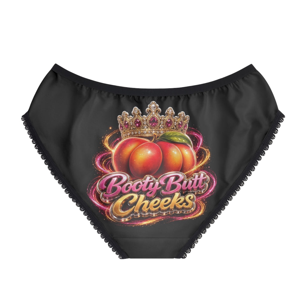 Women’s Briefs — 'Booty Butt Cheeks' Crowned Peach Graphic High-Waist Panties