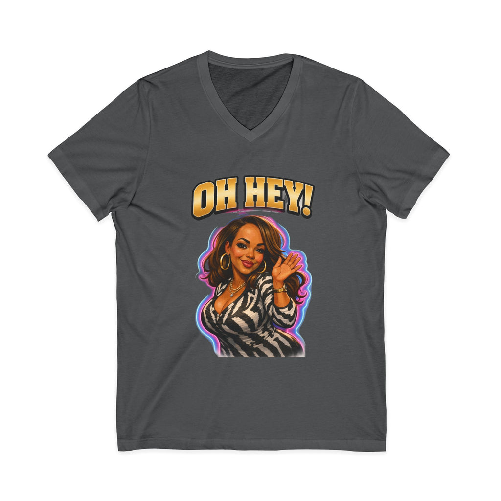 V-Neck Tee — "Oh Hey!" Retro Glam Auntie Graphic