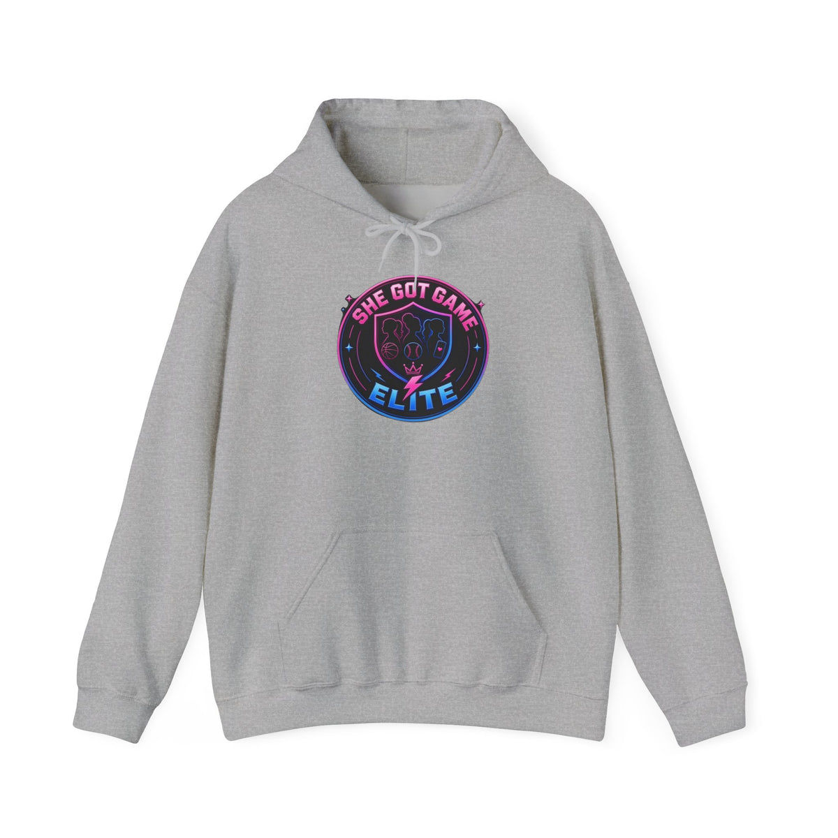 She Got Game Elite Hoodie — Retro Neon Gaming Logo Pullover