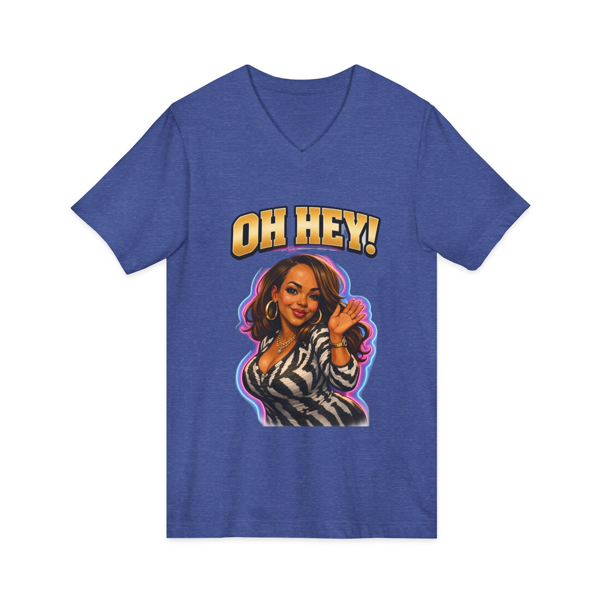 V-Neck Tee — "Oh Hey!" Retro Glam Auntie Graphic