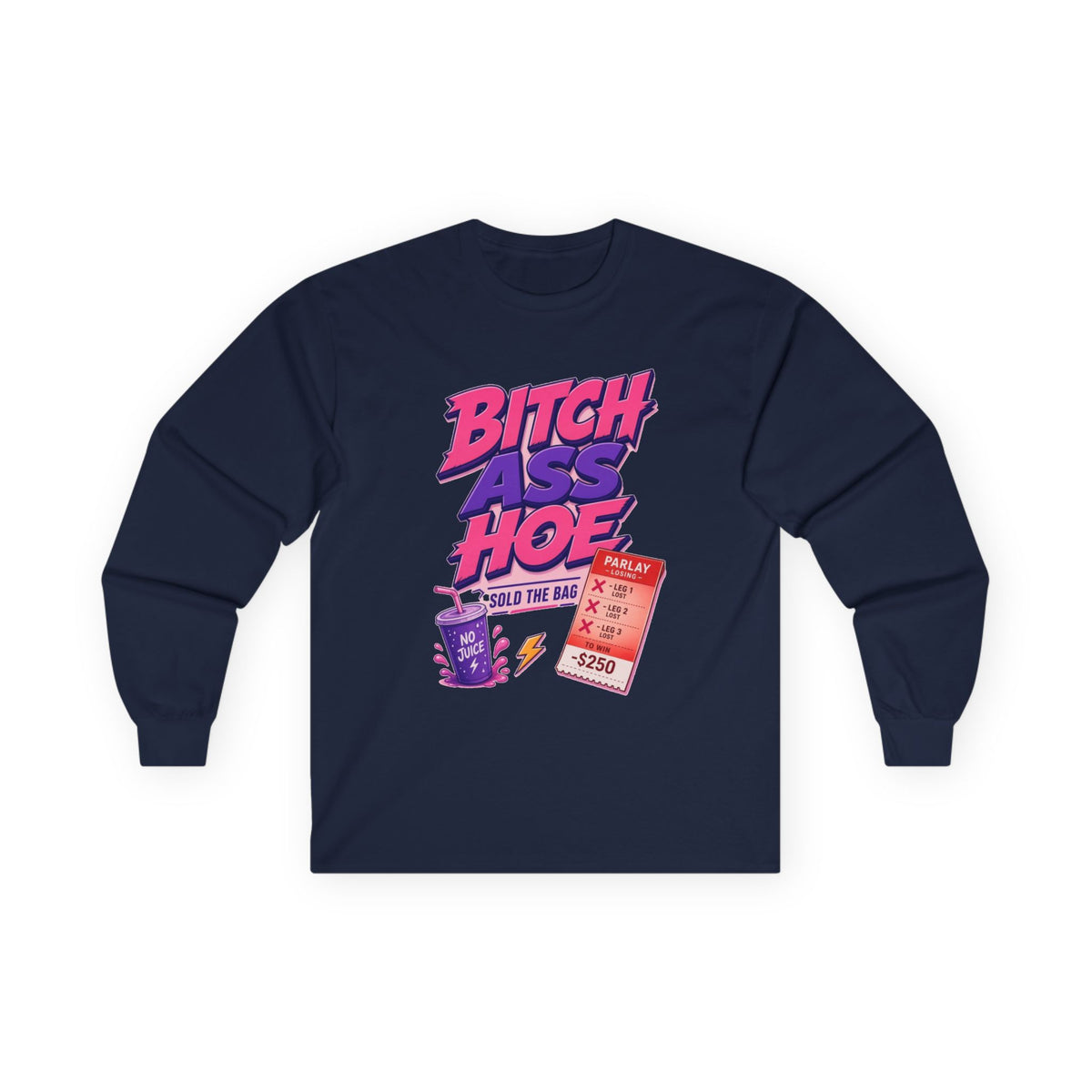 Long Sleeve Tee — "B*tch A** Hoe" Retro Snack Pop Art Graphic