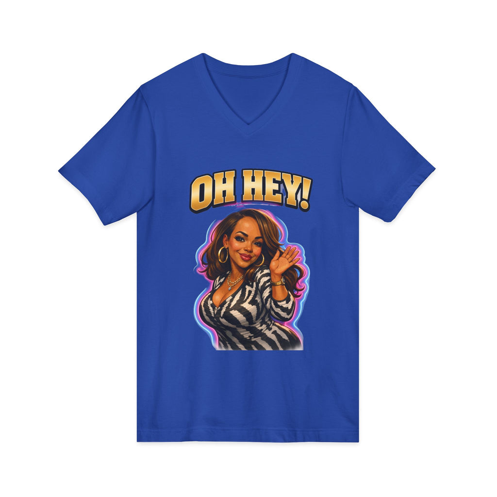 V-Neck Tee — "Oh Hey!" Retro Glam Auntie Graphic