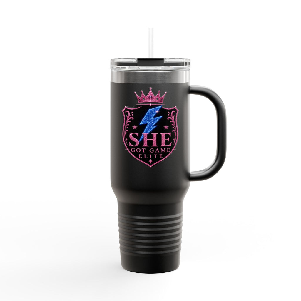 40oz Insulated Travel Mug — “She Got Game” Lightning Crest