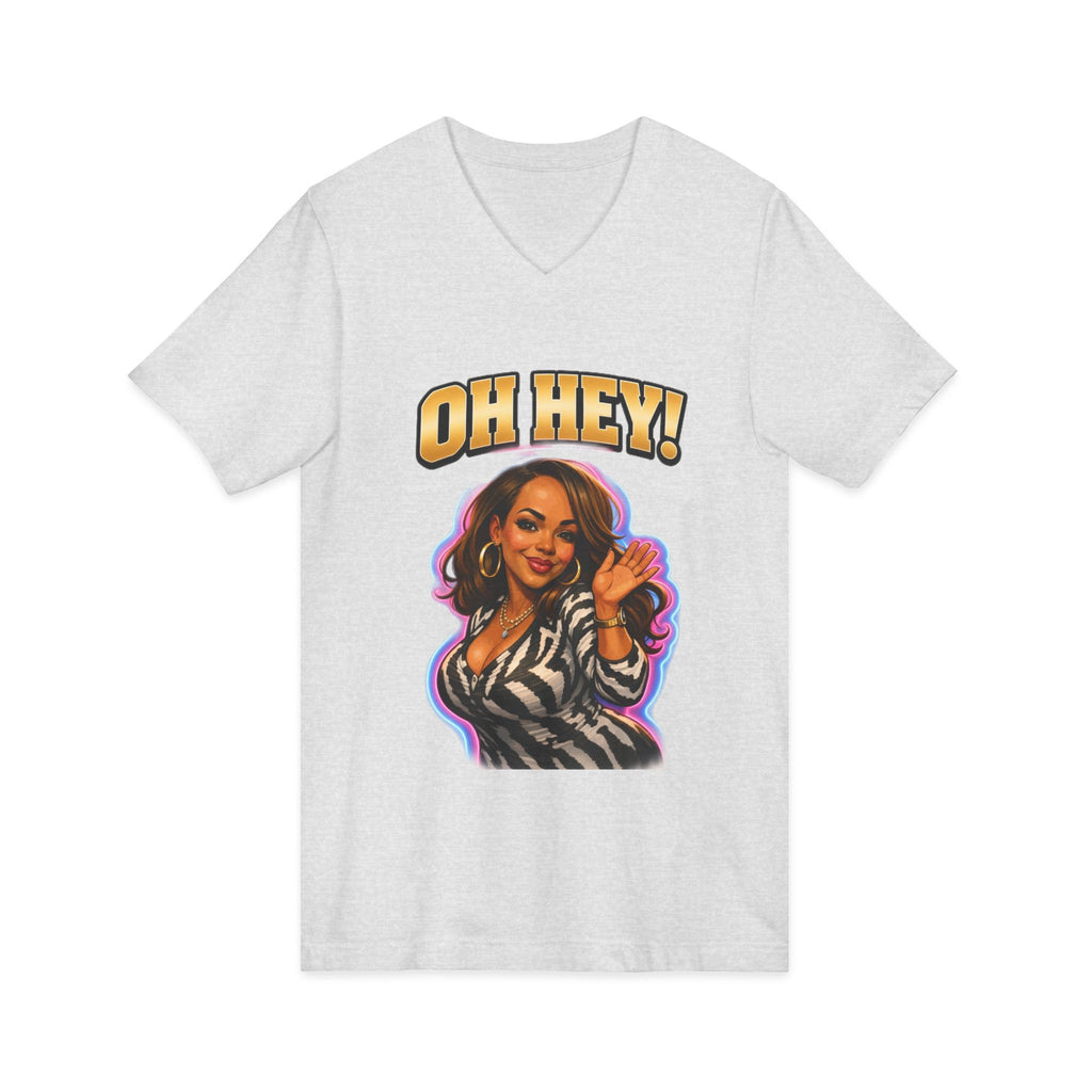V-Neck Tee — "Oh Hey!" Retro Glam Auntie Graphic