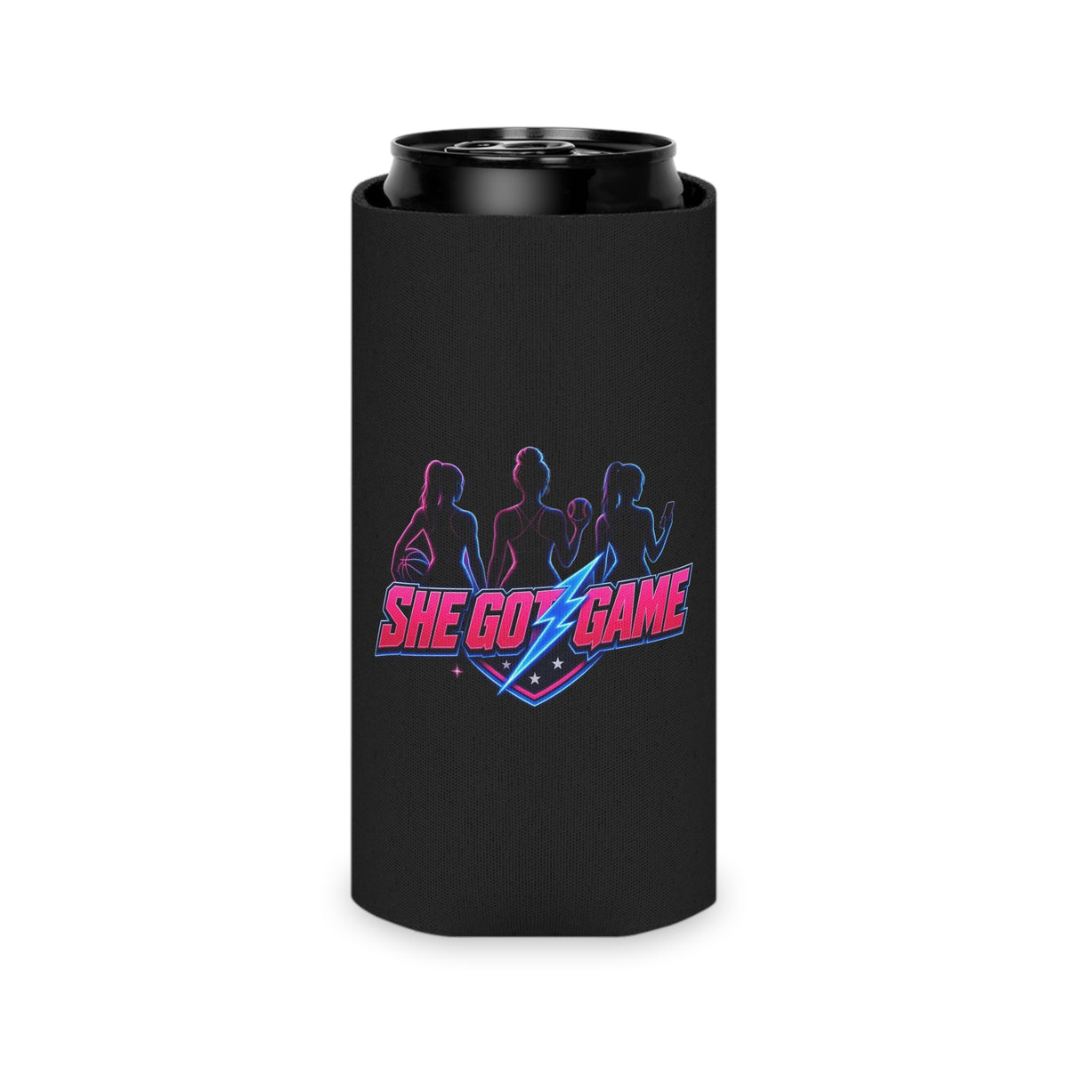 Can Cooler - "She Got Game" Retro Neon Sports Can Cooler
