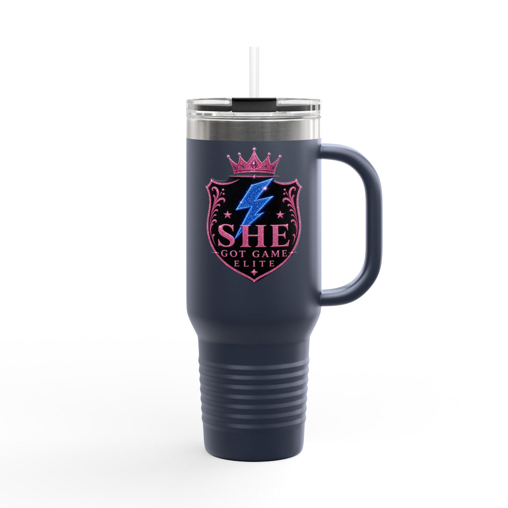 40oz Insulated Travel Mug — “She Got Game” Lightning Crest