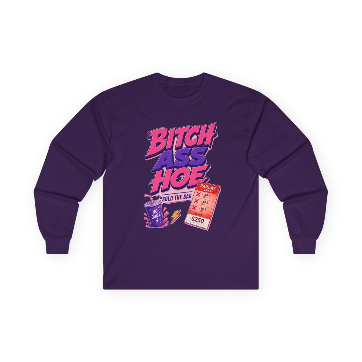 Long Sleeve Tee — "B*tch A** Hoe" Retro Snack Pop Art Graphic