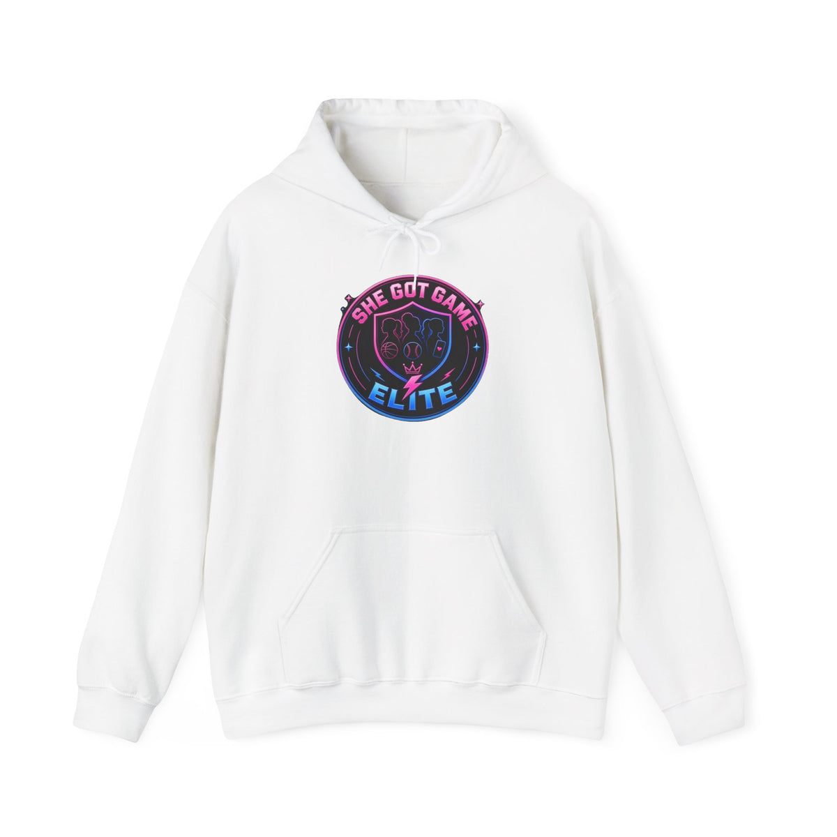 She Got Game Elite Hoodie — Retro Neon Gaming Logo Pullover