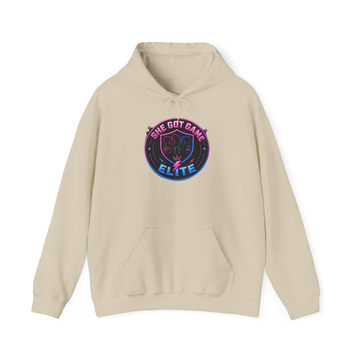 She Got Game Elite Hoodie — Retro Neon Gaming Logo Pullover