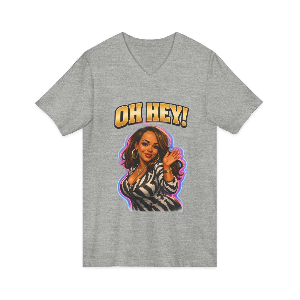V-Neck Tee — "Oh Hey!" Retro Glam Auntie Graphic