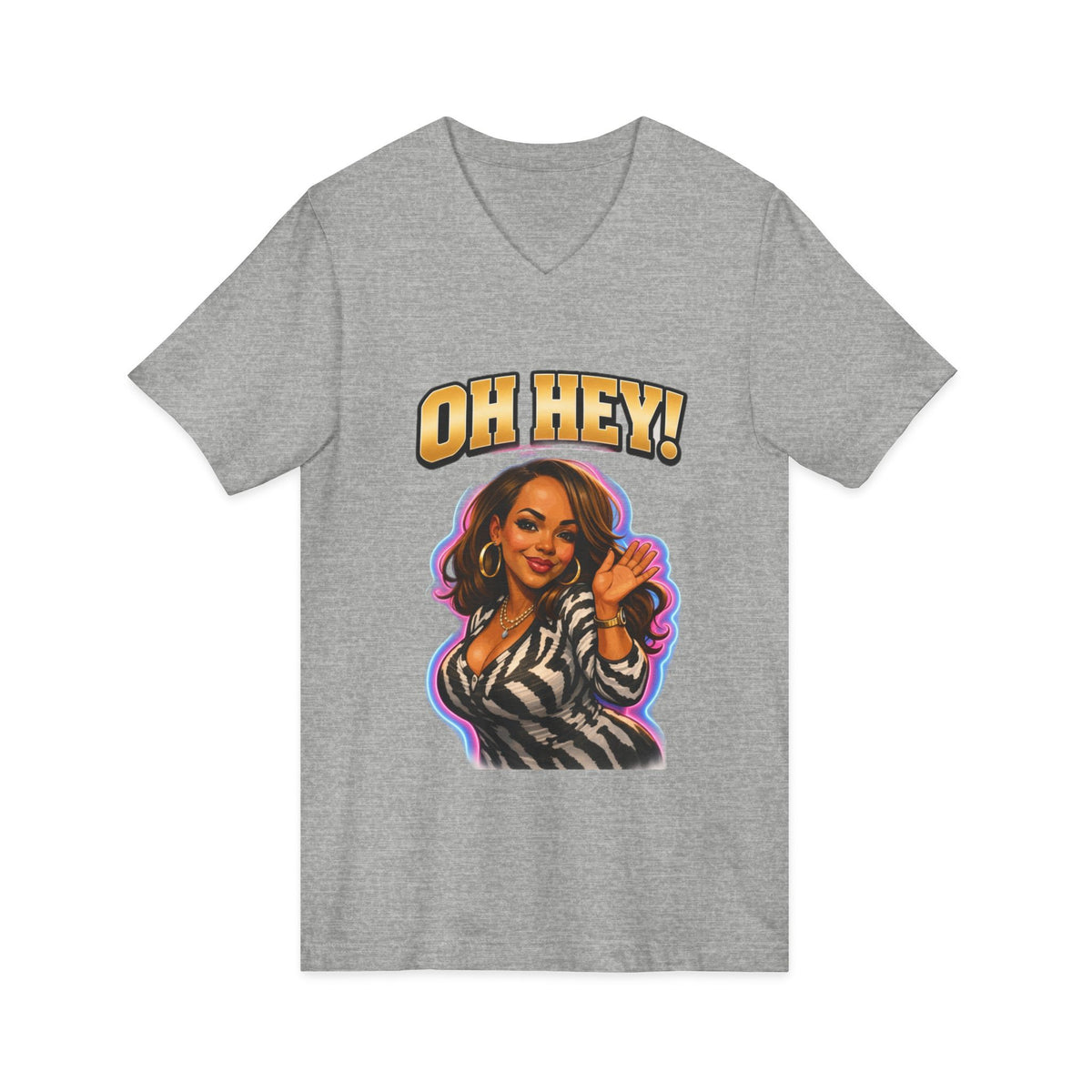 V-Neck Tee — "Oh Hey!" Retro Glam Auntie Graphic