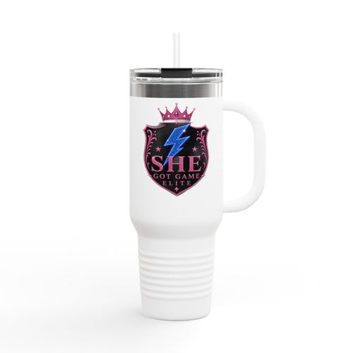 40oz Insulated Travel Mug — “She Got Game” Lightning Crest