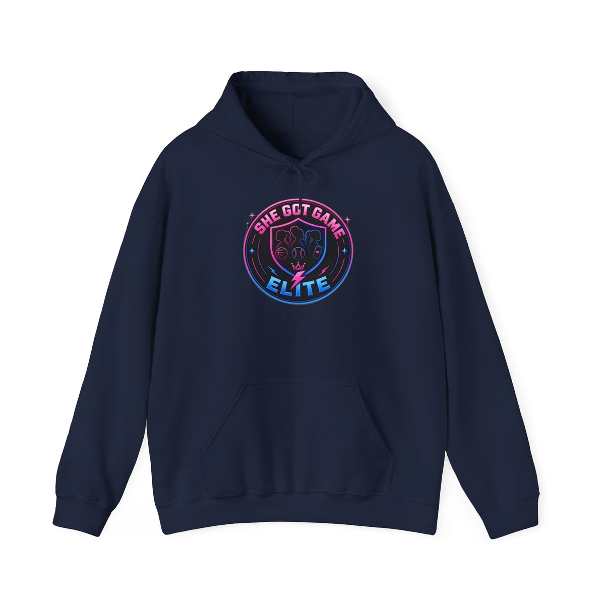 She Got Game Elite Hoodie — Retro Neon Gaming Logo Pullover