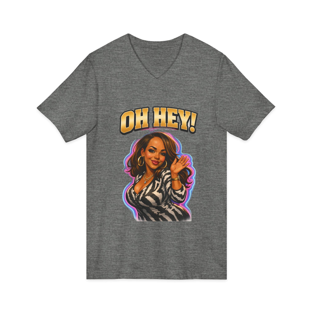 V-Neck Tee — "Oh Hey!" Retro Glam Auntie Graphic