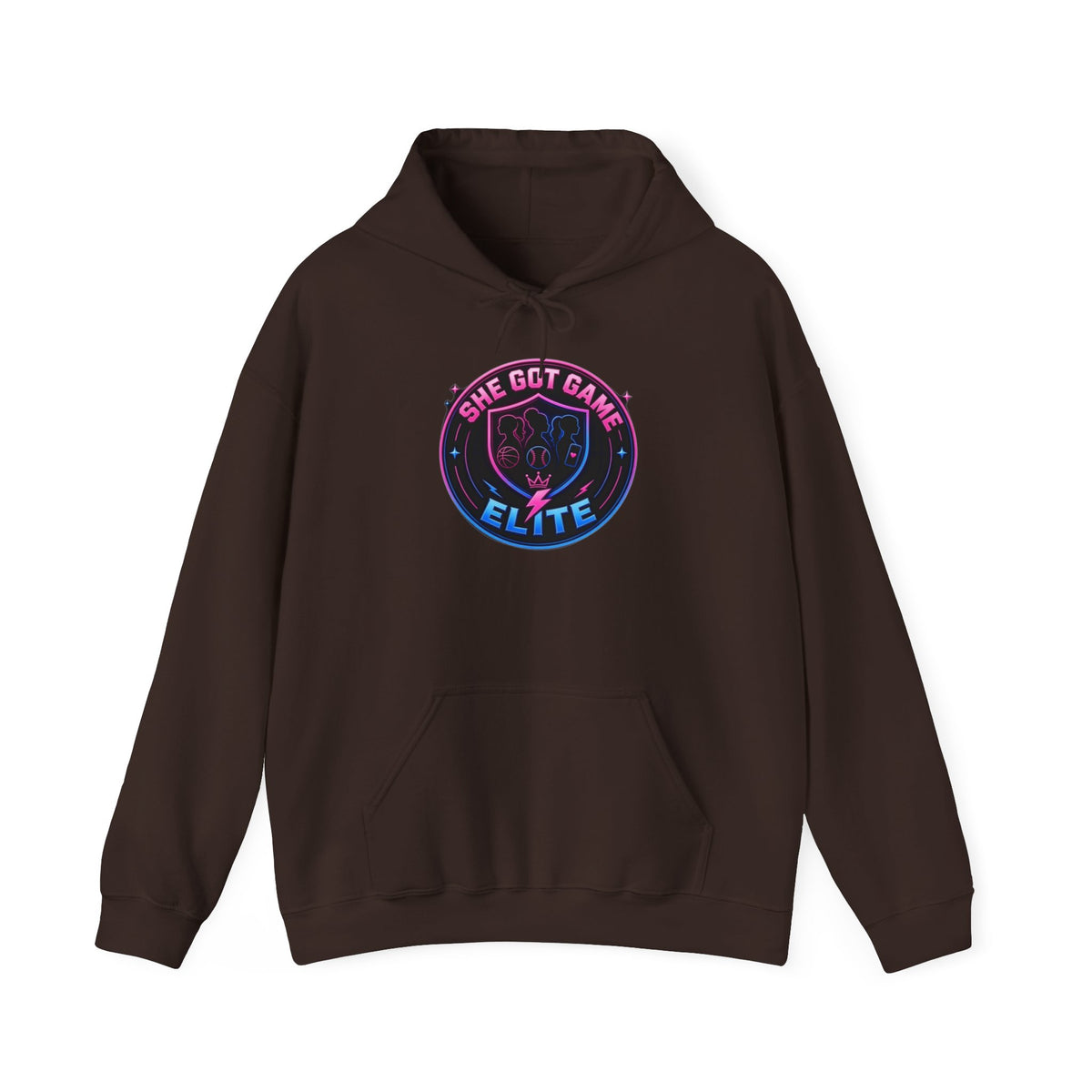 She Got Game Elite Hoodie — Retro Neon Gaming Logo Pullover