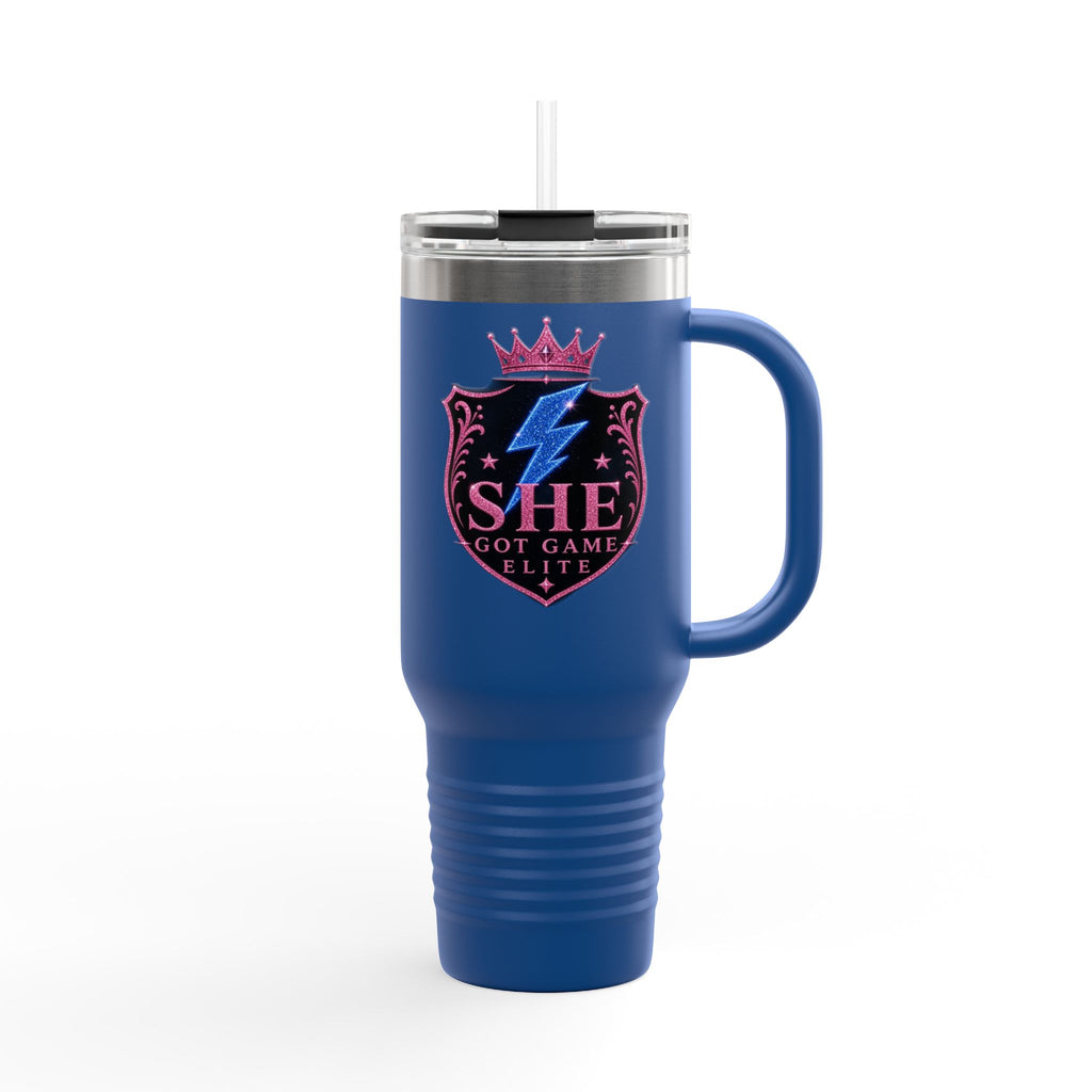 40oz Insulated Travel Mug — “She Got Game” Lightning Crest