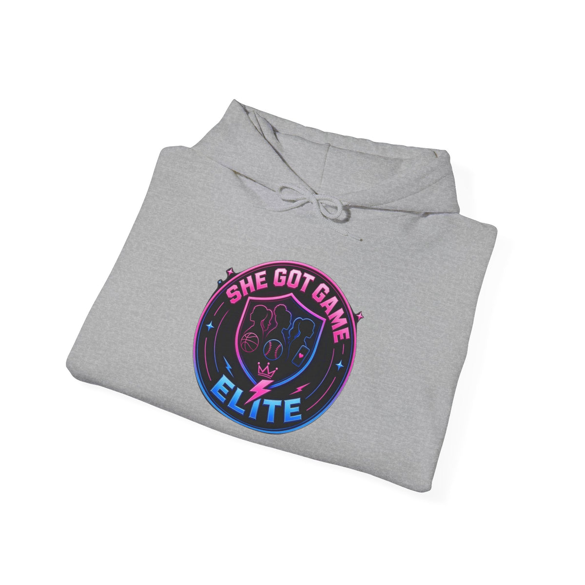 She Got Game Elite Hoodie — Retro Neon Gaming Logo Pullover