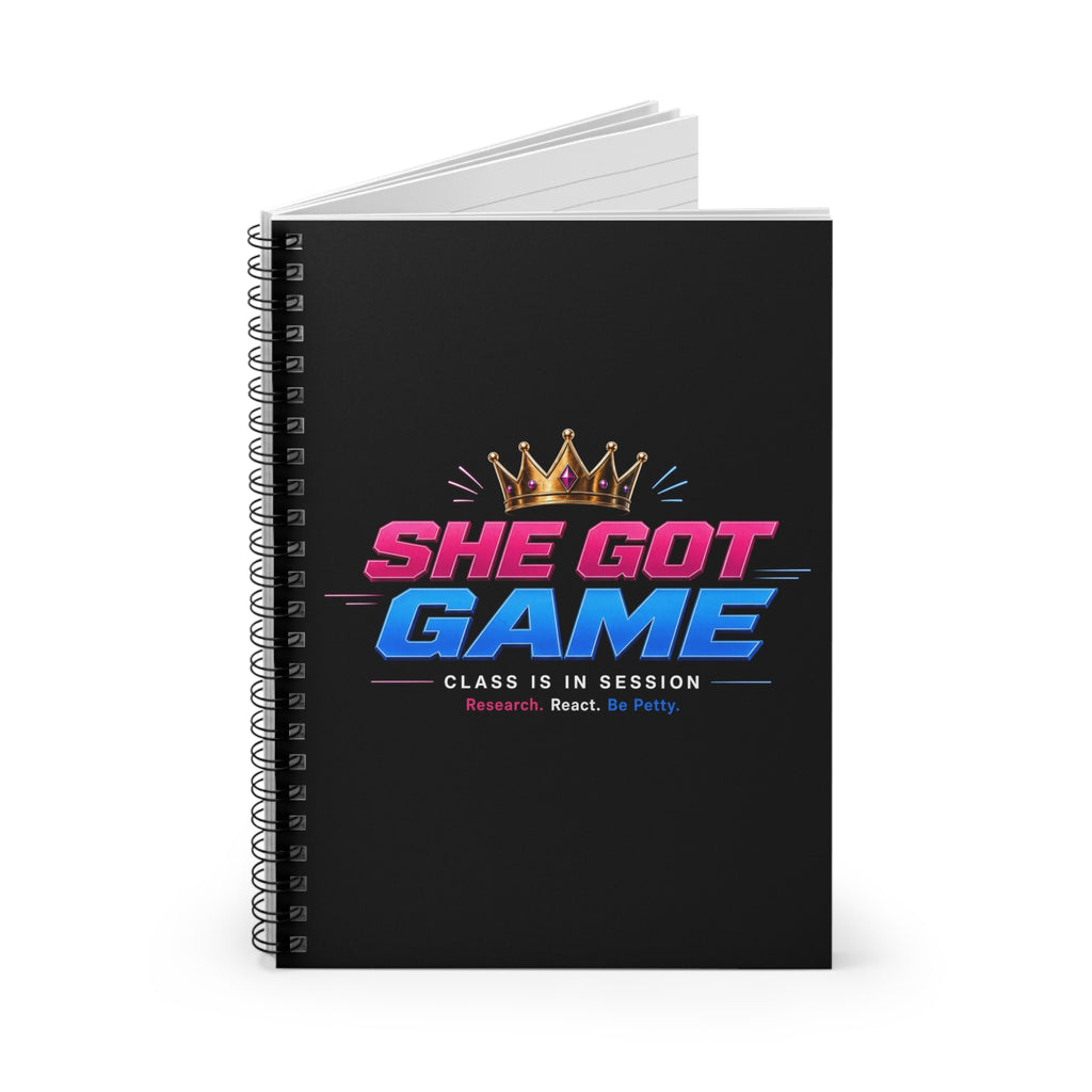 She Got Game Spiral Notebook — Empowering Queen Ruled Journal