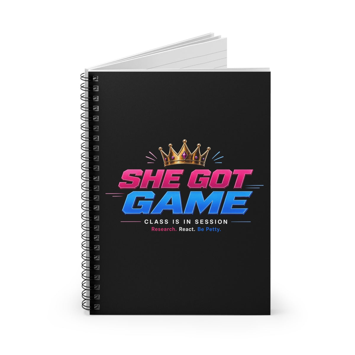 She Got Game Spiral Notebook — Empowering Queen Ruled Journal
