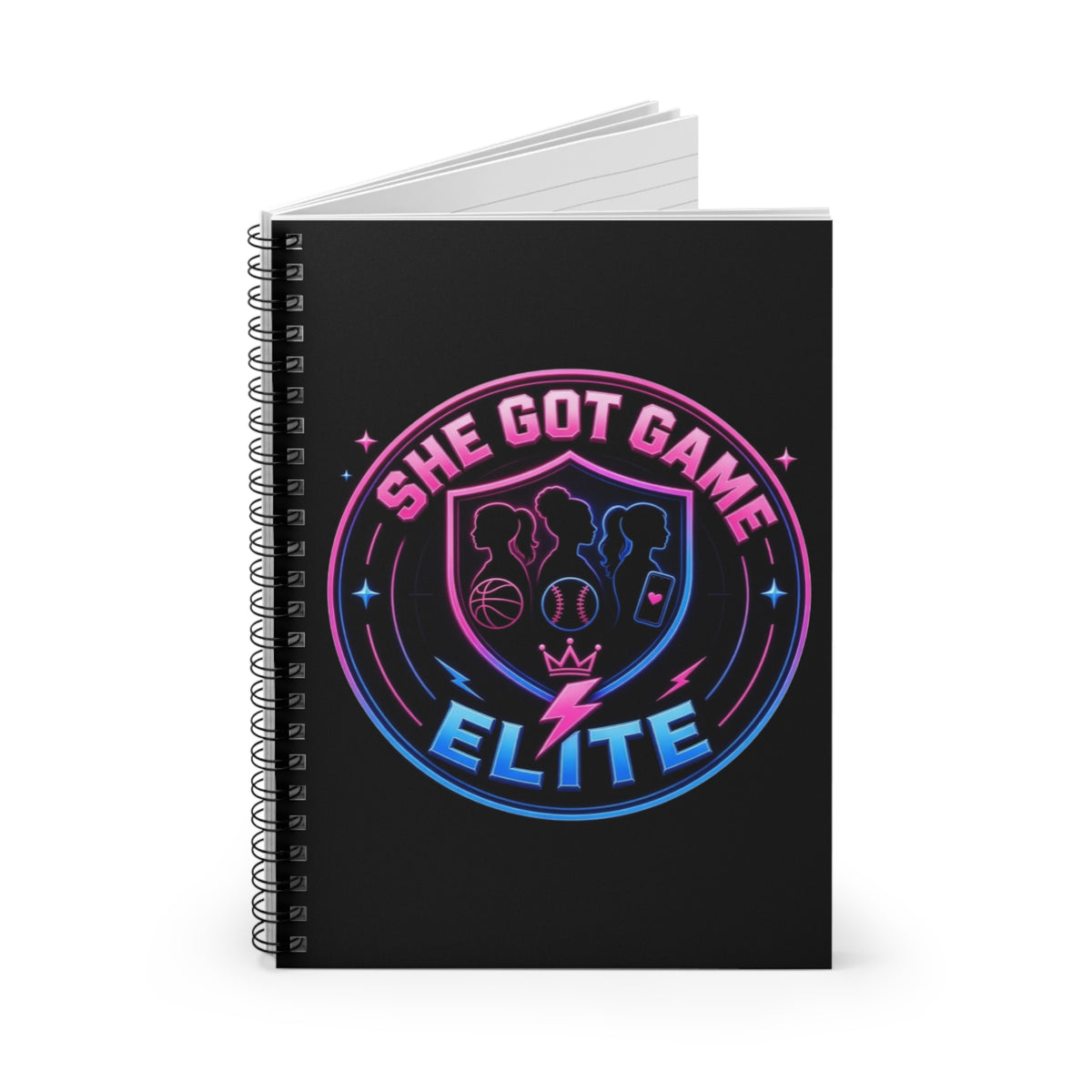 She Got Game Elite Notebook — Spiral Ruled Sports Journal for Girls