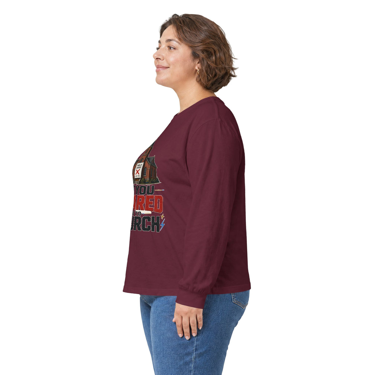Long Sleeve Tee — "If You Scared Go To Church"