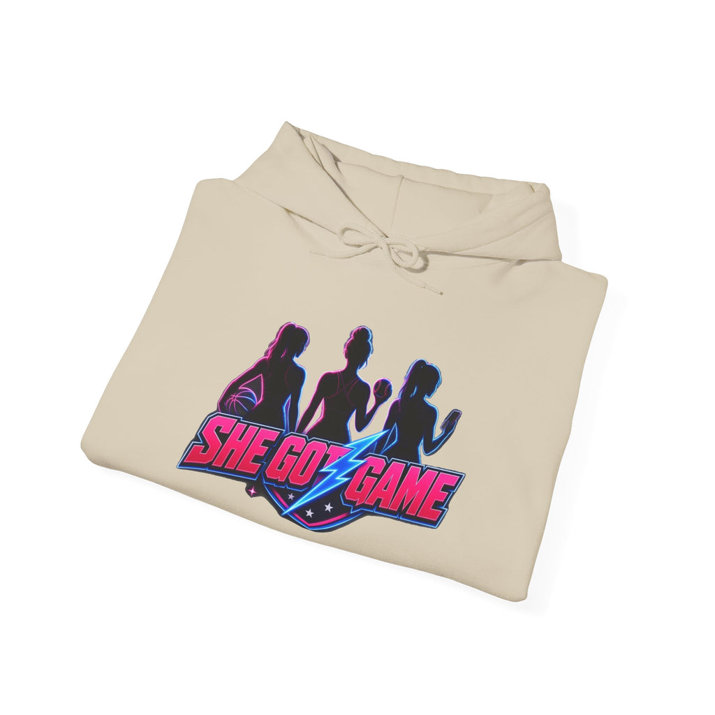 She Got Game Hoodie — Retro Neon Unisex Pullover