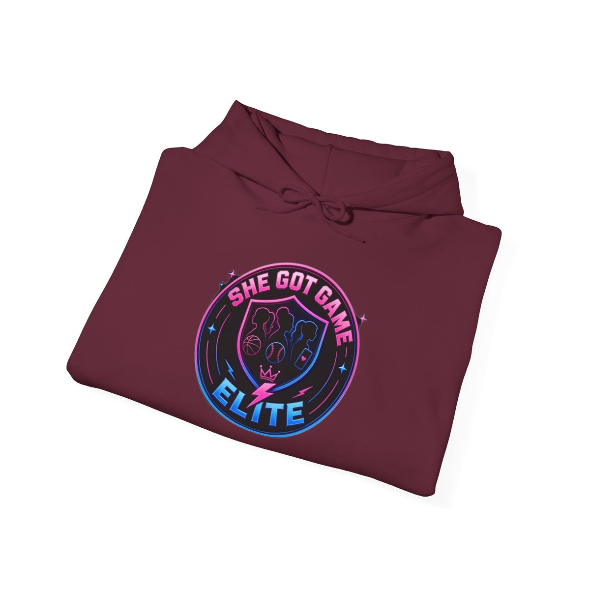 She Got Game Elite Hoodie — Retro Neon Gaming Logo Pullover