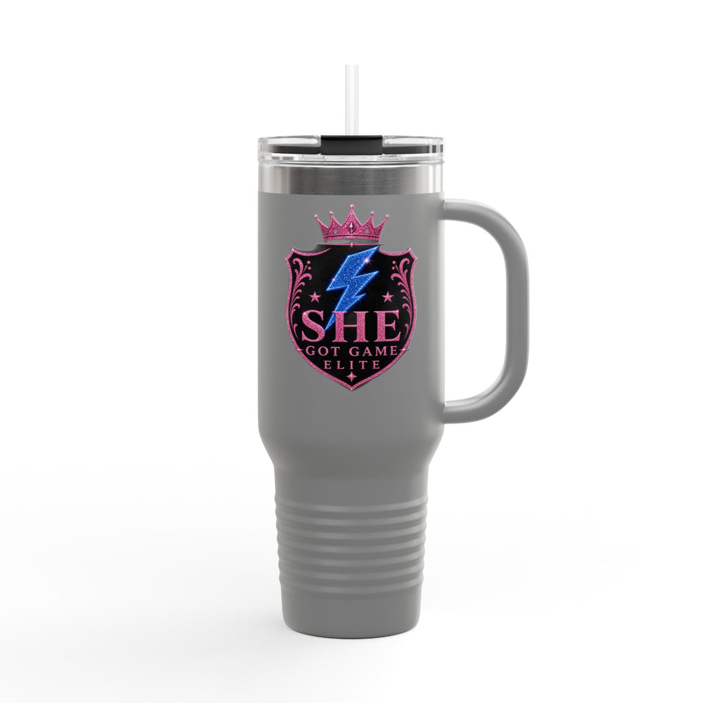 40oz Insulated Travel Mug — “She Got Game” Lightning Crest