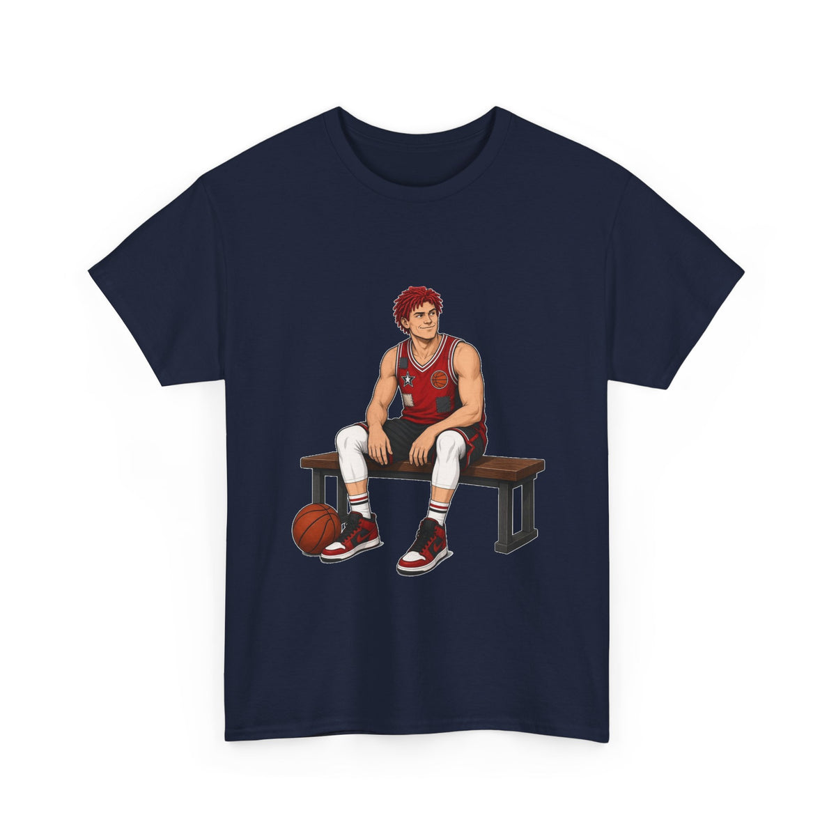 Basketball Player Bench Tee — Casual Sports Graphic T‑Shirt for Raggedy Bench Players