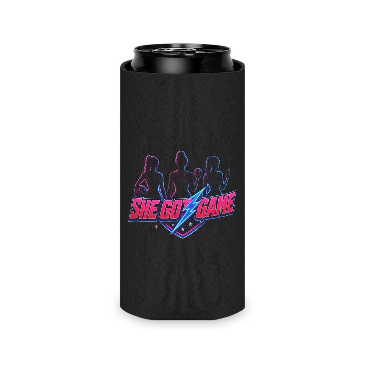 Can Cooler - "She Got Game" Retro Neon Sports Can Cooler
